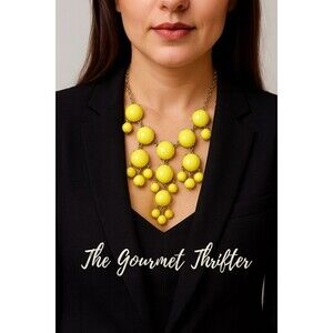 Vintage Bauble Statement Necklace Yellow Large Costume Jewelry Adjustable Y2K